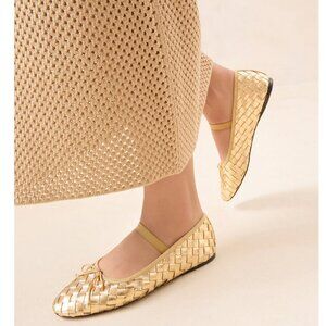 Loeffler Randall Leonie Gold Woven Ballet Flats Sz 10